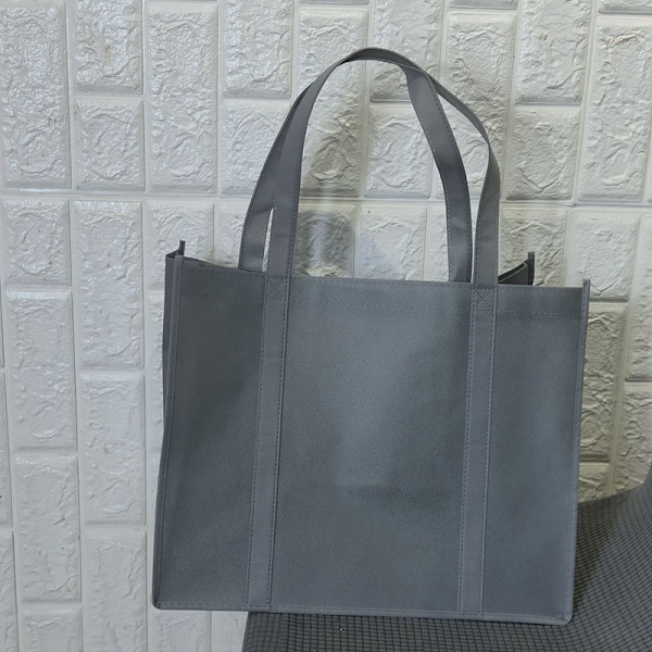 2 stk. grå genanvendelige indkøbsposer, 38 x 33,5 x 25,5 cm, med lille krog, velegnet til shopping, picnic, rejser, strand, gør-det-selv, reklame, arrangement grey
