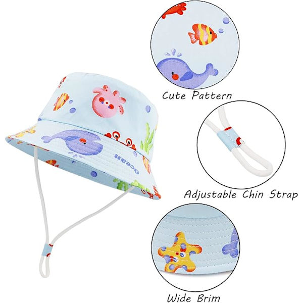 Sombrero de sol de verano, sombrero de playa de algodón puro, estampado de frutas animales de dibujos animados unisex octopus