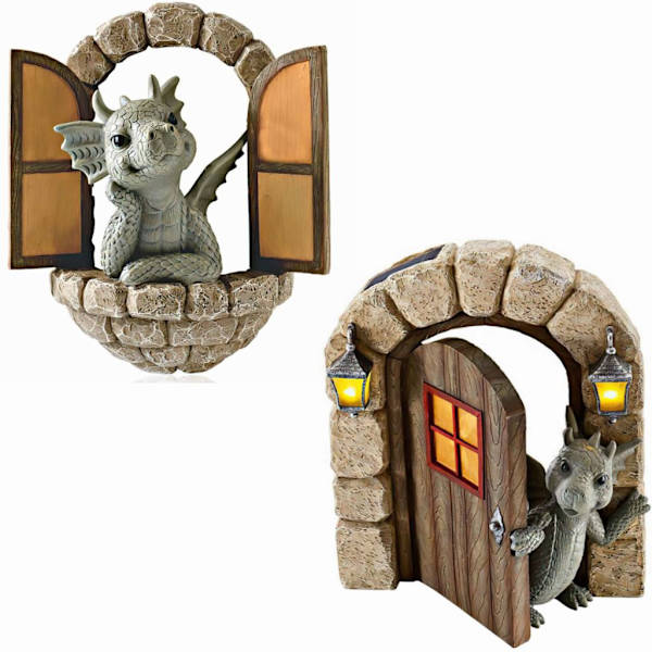 2 stk. Hagedrage Statue Dekor Hage i Resin
