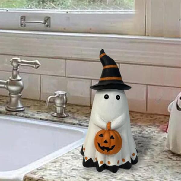 Halloween Spöke Pumpa Figurin Skrivbord Söt Spöke Heminredning