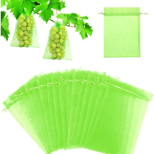 Frugtgrøn garnpose (frugtgrøn) 20 * 30cm 60 stk vit