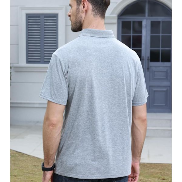 Herre langærmet polo skjorter med lomme Casual golf skjorter Black2 M