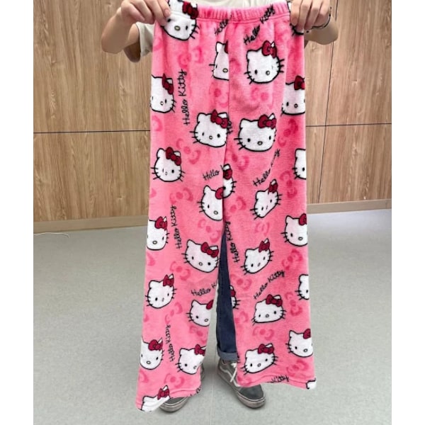 Tecknade Pyjamas Tjocka Damhöst och Vinter Plus Sammet Varma Hemma Avslappnade Byxor M M