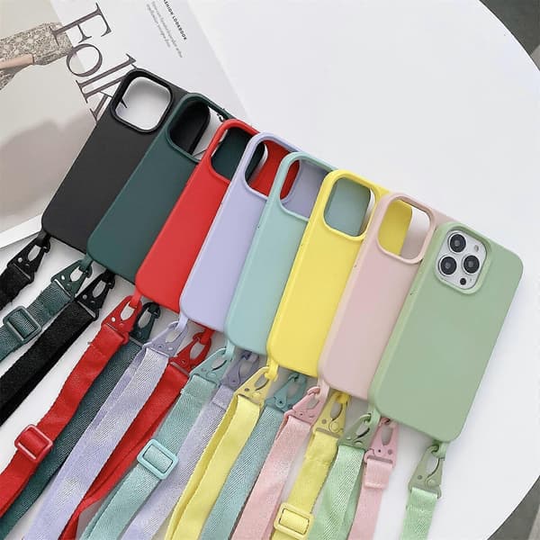 Elastisk silikonbeskyttelsesdeksel med bredt nakkebånd for iPhone 12 mini