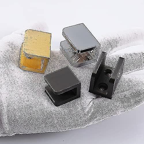 4-pak Glasclips, Ingen Boring af Huller i Glas Glasholder Hyldebeslag Clip Support (til 8 mm-10 mm Glas, Sort)