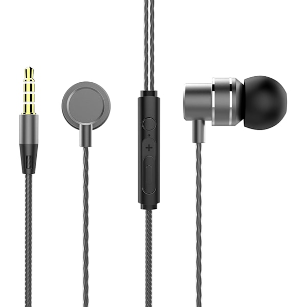 Svart metall In-Ear Stereo-øretelefoner med ledning og mikrofon for ZTE Blade X Max, Grand X Max 2 X3 X4, Duo LTE