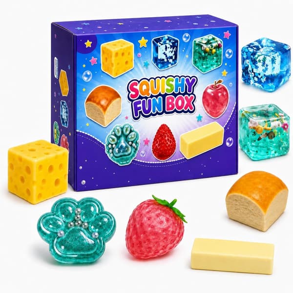 Blindbox-set – innehåller 8 långsamt återgående stressavlastande leksaker; sensoriska leksaker och dekorativa föremål. A