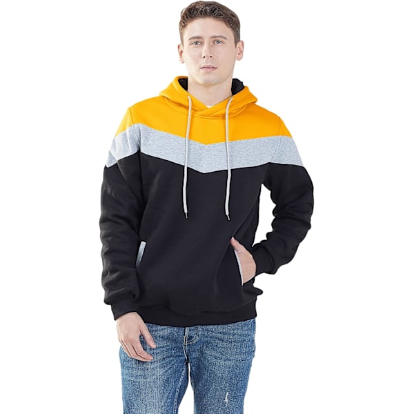 Herre Nyhed Farveblok Hoodies Hyggelig Sport Outwear #0225_black M