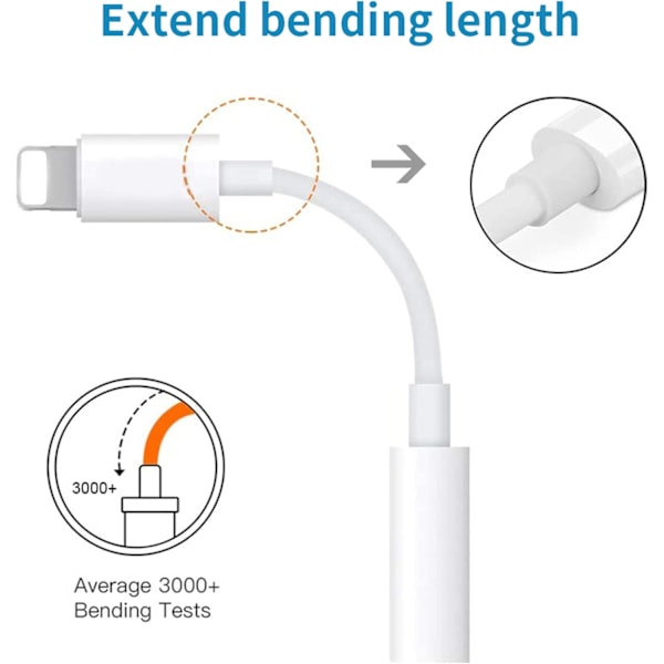 iPhone-sovitin, iPhone-kuulokeliitäntäsovitin [MFi-sertifioitu] Lightning–3,5 mm:n kuulokeliitäntä Aux-sovitin Audio Dongle -muunnin iPhone-sarjalle