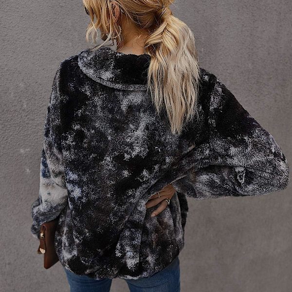 Dame Fleece Jakke, Quarter Zip Sweatshirt, Varm og Fleksibel Jakke til Vinter og Efterår Manchas Grises XL