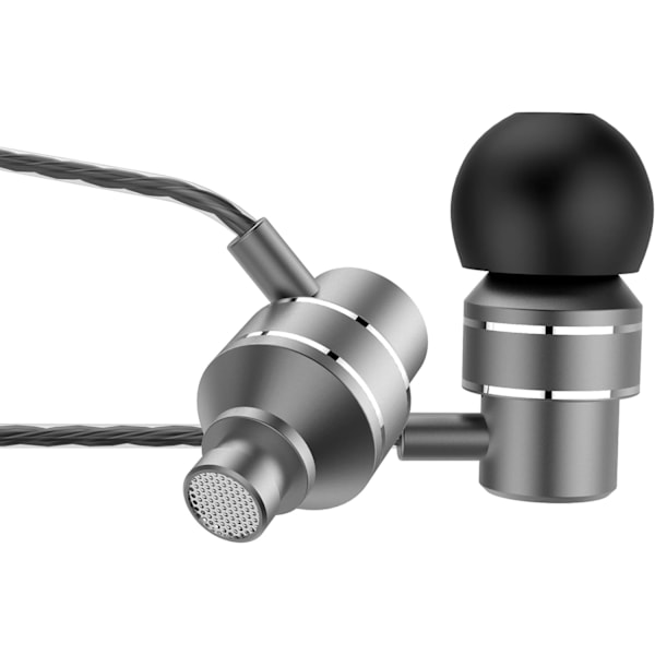 Svart metall In-Ear Stereo-øretelefoner med ledning og mikrofon for ZTE Blade X Max, Grand X Max 2 X3 X4, Duo LTE