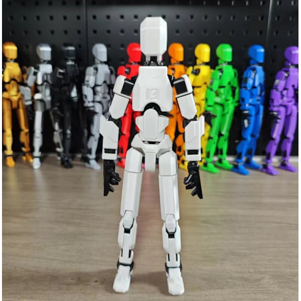 Robotleksaker med flera leder, robotmodeller med flera karaktärer för 3D-utskrift, actionfigurer för skrivbordsdekoration - presenter för spelälskare white