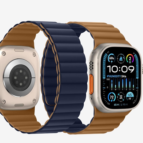 Kompatibel med Apple Watch Armband 49 46 45 44 42 41 40 38mm Dubbelsidigt Silikon Magnetiskt Armband för iWatch Ultra SE Serie 10 9 8 7 6 5 4 3 2 1 Khaki （42-49mm）