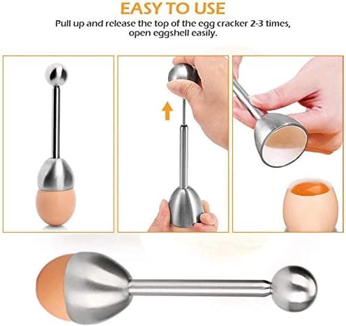 Eggeskallskutter i rustfritt stål, eggeskallskutter cm for hardkokte/myk kokte egg, leveres med ekstra kjøkkenutstyr