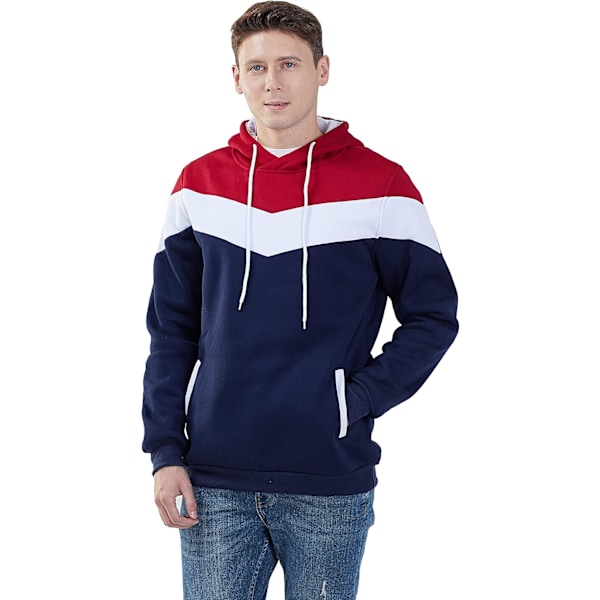 Herre Nyhet Fargeblokk Hoodies Koselig Sport Yttertøy #0163_blue S