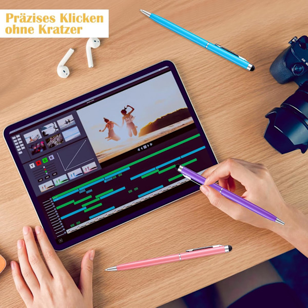 Tablet Stylus Pen med Sort Kuglepen, Kapacitiv Stylus til iPad, iPhone, Kindle, Mobiltelefon, Samsung Tablet, Galaxy Alle Touchskærme