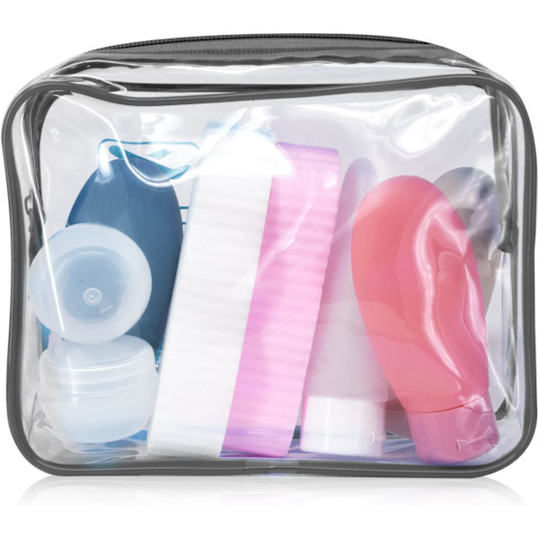 Klar Rejsetoilettaske TSA Godkendt Kvart Størrelse Rejsetaske Klar Lufthavnshåndbagage Flydende Kosmetikpung Klar Brusepose Transparent Sikkerhed black