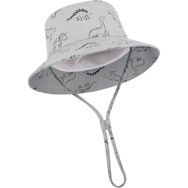 Solhatt for barn UPF 50+ solbeskyttelse Justerbar stropp Justerbar hakestropp Gris 6-12 meses