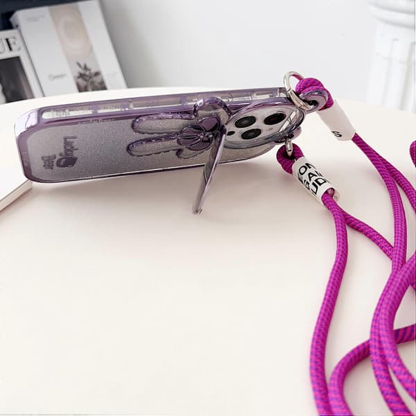 Elektroplettert telefondeksel for iPhone 14 Pro TPU-deksel med PC-støtte + stropp