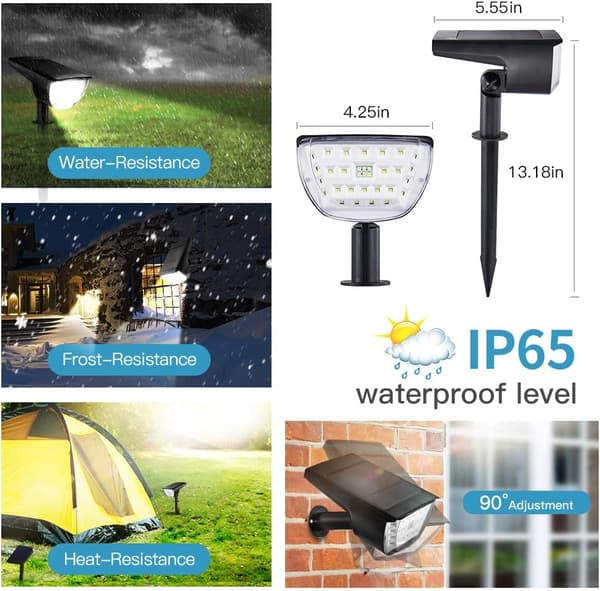 【2 Pakk 32 LEDer】Utendørs Solcellelys, Solcelle Utendørs Lys IP65 Vanntett 2 Moders Vegglys