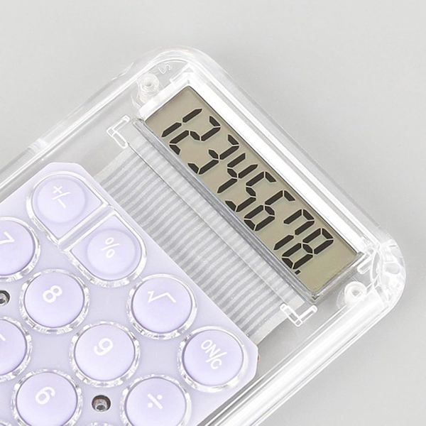 Mini bærbar lommeregner 8-cifret stort LCD-display store knapper nemme at trykke på batteridrevet rejsevenlig lommeregner (lilla) Purple