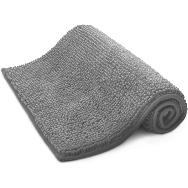 Non-Slip Bath Mat - Soft and Comfortable Microfibre Mat with Machine Washable Design - Water Absorbent and Quick Drying (Light Grey, 40x60cm)