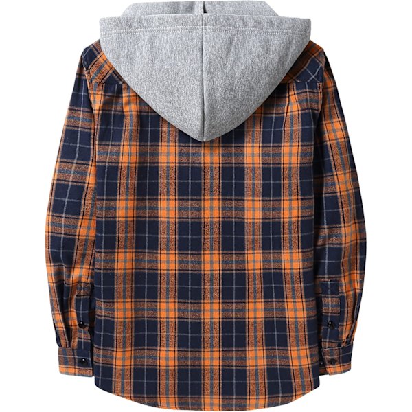 Herreskjorte med rutete mønster, langærmet skjorte med lomme, knappelukning, ternet skjortejakke i flanel, regular fit, 4 årstider, skjorter til tømmerhuggere, M-3XL Orange Navy Blue XXL