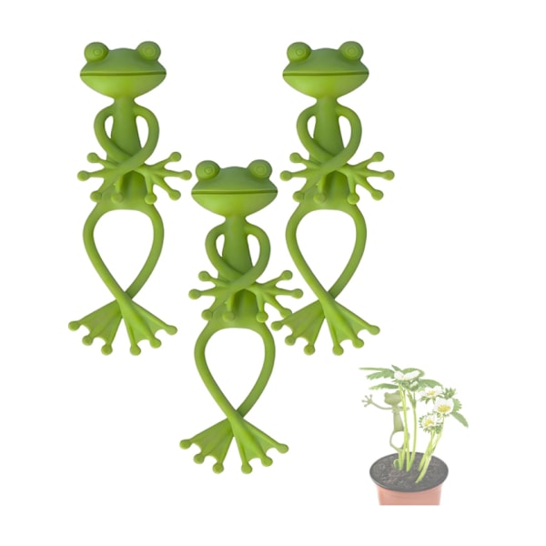 Grön Groda Växtställ - Söt, Stabil, Lämplig för Små Krukor och Suckulenter, Groda Trädgårds Dekorativ Blomkruka, Växtställ (3 st) 3-pack