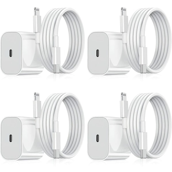iPhone-laturi - Pikalaturi - Adapteri + Kaapeli 20W USB-C Valkoinen 4-pakkaus iPhone (NT) 4-pakkaus iPhone 4-Pack iPhone