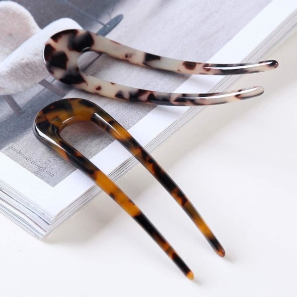 2-pack U-formade hårnålar Hårnålar 2-spets set Chignon stift för kvinnor