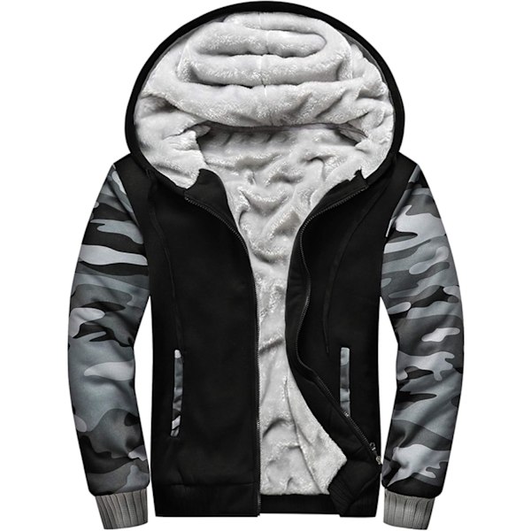 Herre Pullover Termisk Sherpa Foret Jakker Vinter Træning Fleece Hoodie Fuld Lynlås Uld Varme Tykke Frakker Ydertøj 918grayblack L