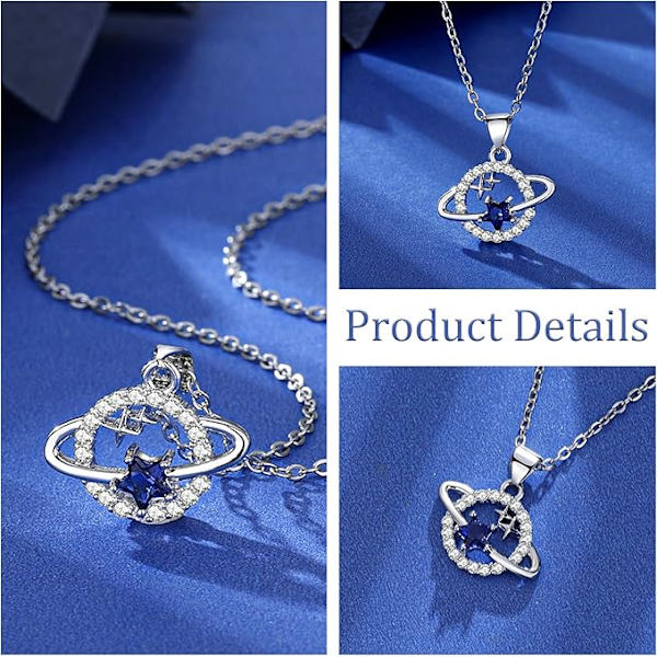 Kosmiskt stjärn- och månhalsband för kvinnor och flickor, S925 silverhalsband med stjärna och måne, speciellt stjärnhalsband i universum B