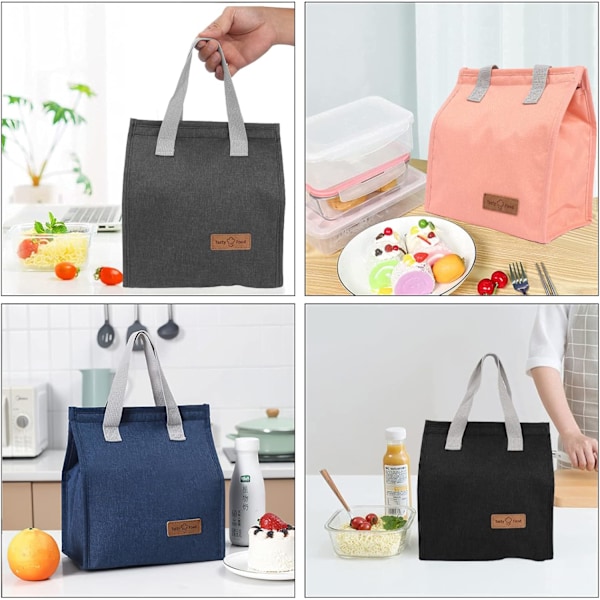 Termisk Matkasse, Lunchväska, Återanvändbar Lunchväska, Termisk Väska för Arbete, Skola, Resor, Utflykter Navy blue