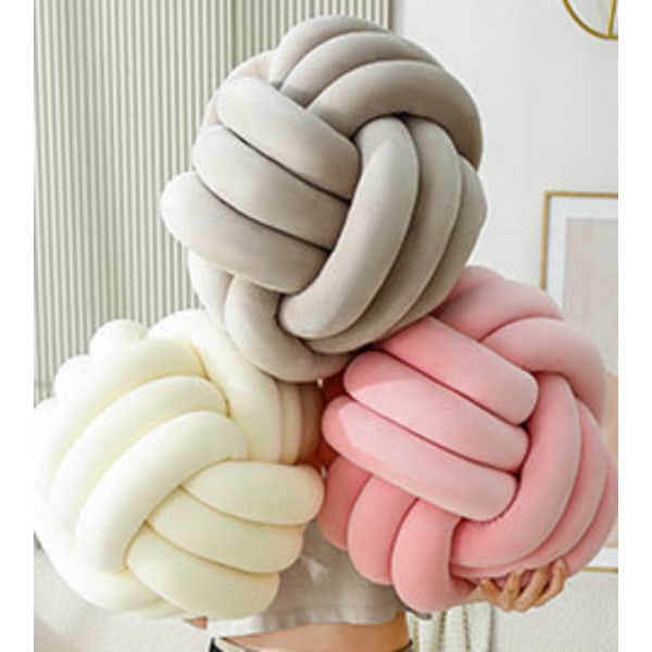Käsin kudottu kristalli sametti kolmisäikeinen köysi pallotyyny kodin sisustukseen plushtyyny sohva auto toimisto sisustus Light Gray 27cm