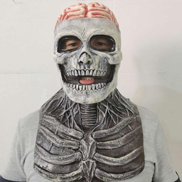 Läskig hjärn-exploderande huvudbonad rolig och skrämmande latexmask skallemask