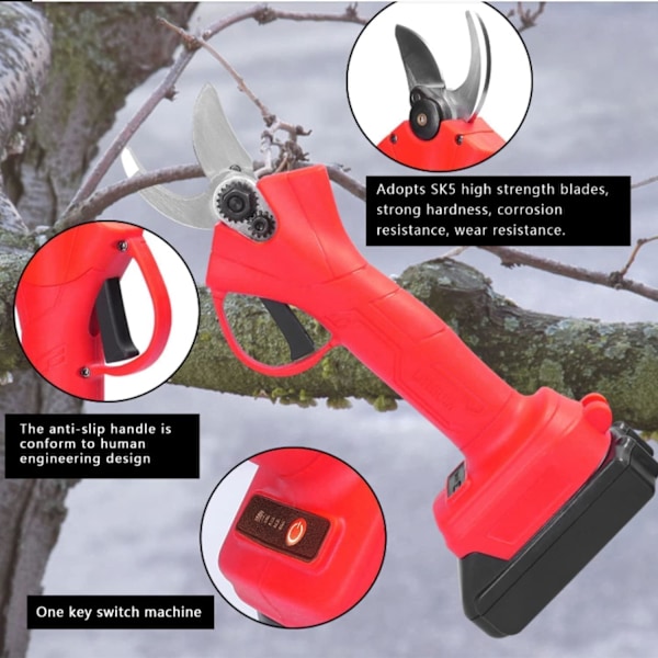®RisingFF Grensax, dubbla batterier 21 V eller 48 VF Elektrisk sekatör, Trädgårdssax
