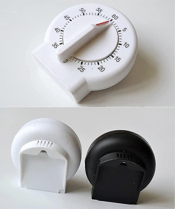 Kjøkkentimer, lettlest 60-minutters mekanisk timer (hvit)
