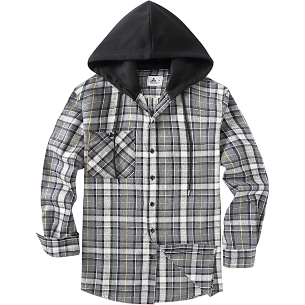 Herreskjorte med tern - Langærmet skjorte med lomme - Knappet ned - Herreskjorte med tern - Jakke i flannelskjorte - Regular fit - 4 sæsoner - Træfældningsskjorter - M-3XL Gray XL