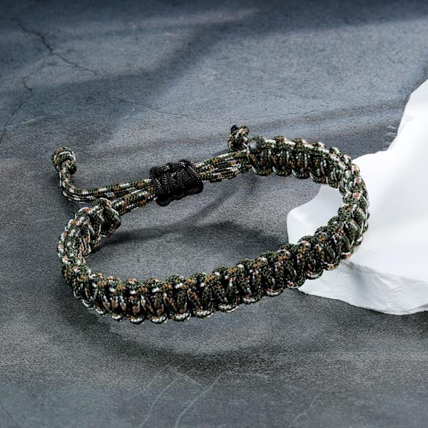Herrearmbånd i nautisk reb, håndflettet faldskærmslinearmbånd, justerbart vandtæt armbånd Camuflaje verde