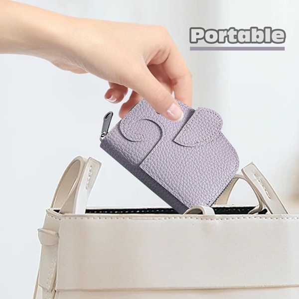 2 kpl Luottokorttipidintä, PU-nahkainen Luottokorttilompakko, söpöt Elefantti Luottokorttipidimet, Korttikotelo 11 korttipaikalla (Valkoinen, Violetti)