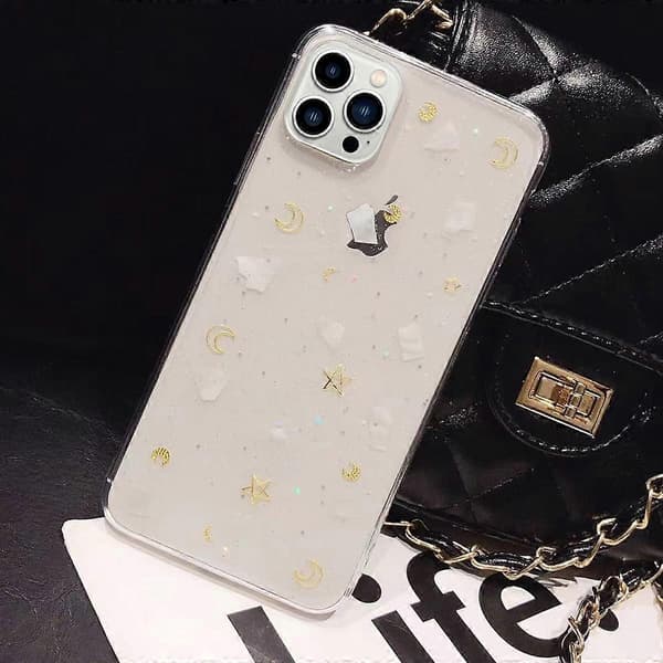 ForFor iPhone 12 mini Måne Stjärna Skal Glitter Epoxi TPU Mobilskal