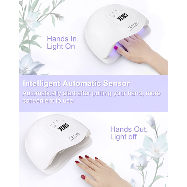 Nageltorklampa, 120 W Nageltork, Professionell Nagellamp, UV LED-lampa, Smart Sensor och LCD-display, för alla gellack, Gelnaglar Pink