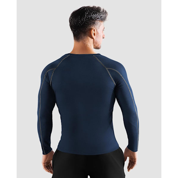 Pakke af Langærmede Løbetoppe til Mænd, Base Layer Kompressions Top T-Shirts, Hurtigtørrende Fugttransporterende Gym Atletisk Træning Workout Tee Shirts L Black+blue