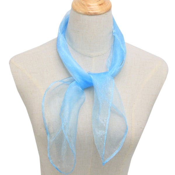 Dam 50-tal Kvadrat Chiffon Halsduk Huvudduk Sjal Wrap Himmelblå 60*60cm Sky Blue