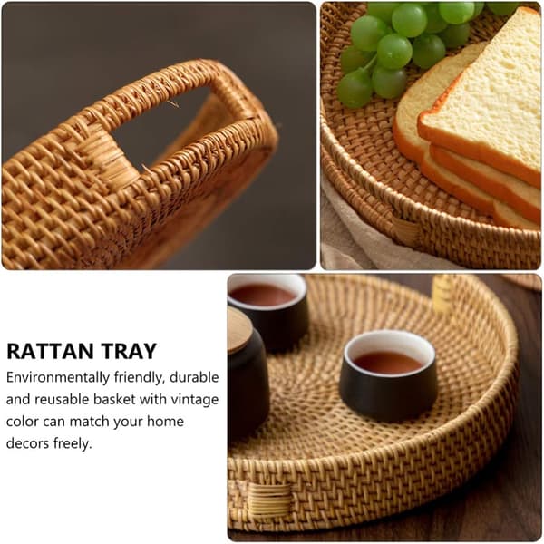 Rattan platebrett med håndtak 30X5CM