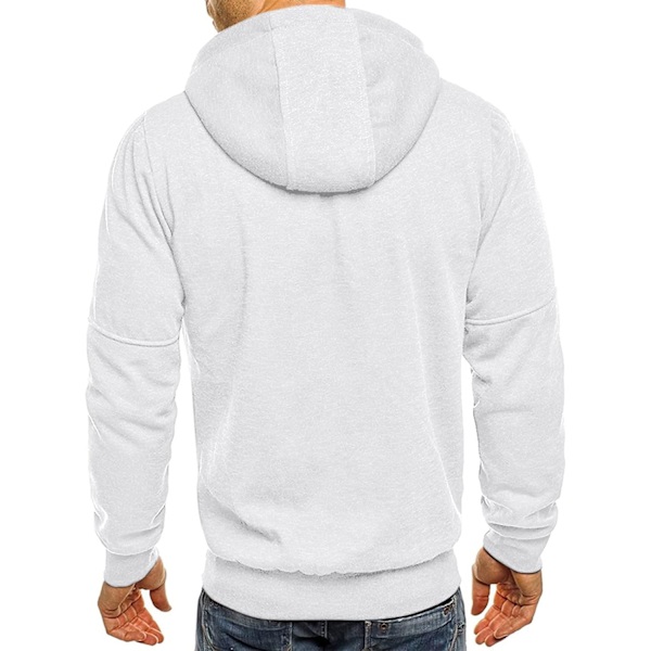 Herre hettegensere Sweatshirt Glidelås Lette jakker 2 White XL