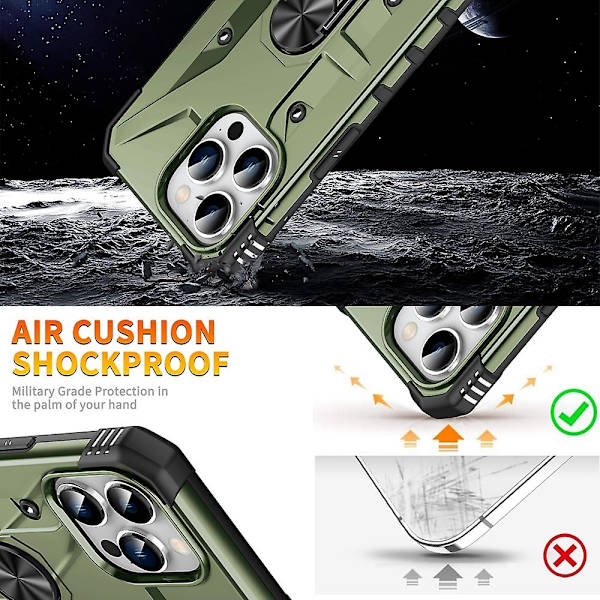 Telefondeksel med ringholder for iPhone 15 Pro
