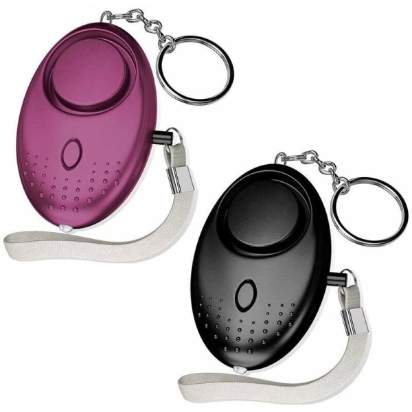 Korkean desibelin henkilökohtainen hälyttimen hätähakulaitteen avaimenperä (2kpl (violetti+musta)) vit