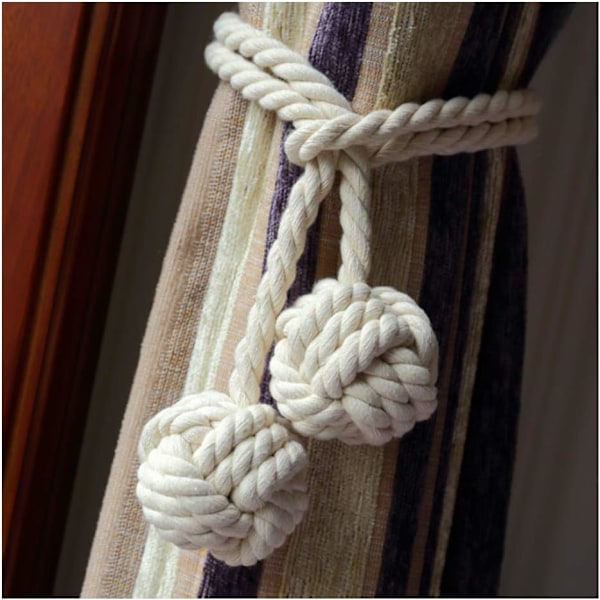 Tofs Gardinbindning, Ett Par Handgjorda Gardinbindning Klipp Tofs Bomullsrep Bind Klot Gardin Tillbehör (Beige)