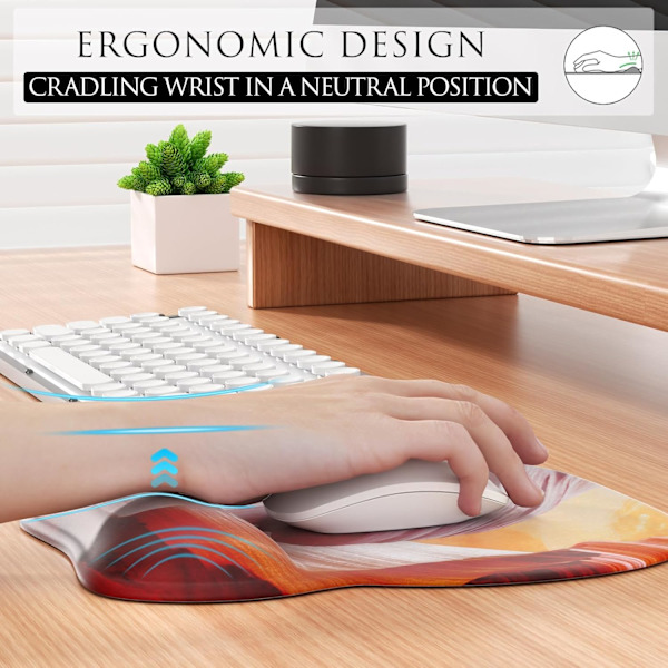 Ergonomisk musemåtte med håndledsstøtte i memory-skum, behagelig computer musemåtte til bærbar computer, smertelindrende håndledsstøtte Canyon Antelope